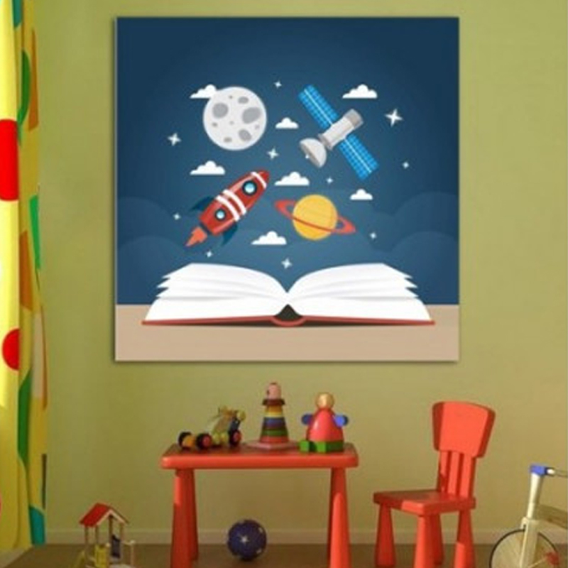 Παιδικός πίνακας σε καμβά μαθαίνοντας για το διάστημα